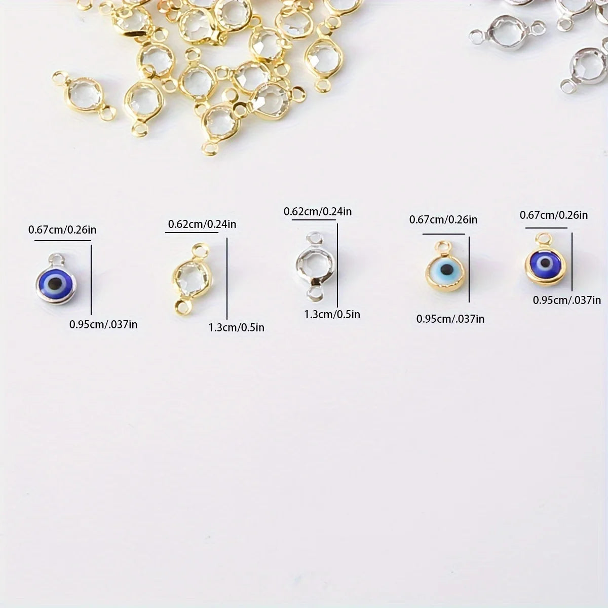 Lot de 40 pendentifs œil en verre transparent pour fabrication de bracelets, chaînes de pied, de taille et de colliers