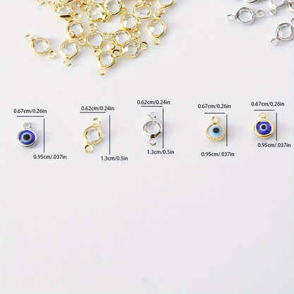 Lot de 40 pendentifs œil en verre transparent pour fabrication de bracelets, chaînes de pied, de taille et de colliers