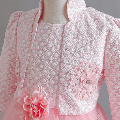 New Girls' Dress Two Piece Set 3-10 Years Old Gorgeous Christmas Performance Dress Autumn Girls' Party Prom Dress