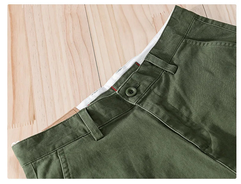 2025 Summer New Casual Cargo Cotton Shorts for Men Clothing Straight Big Pockets Solid Color Summer Pants FY7701