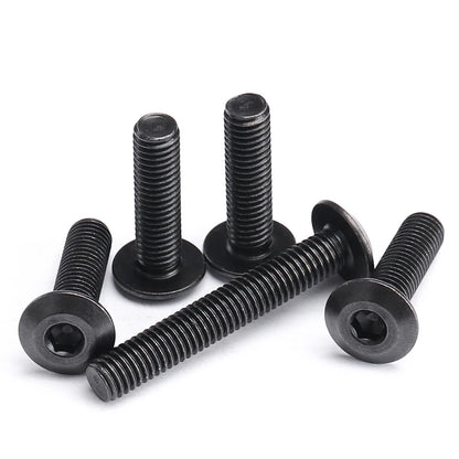 Lot de 10, 20 ou 50 vis à tête plate hexagonale à six pans creux en acier au carbone noir M3 M4 M5 M6 M8 pour meubles