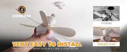 2025 New Cooling Light Led Fan Silent Ceiling Fan E27 Wireless With Remote Control For Dimming, Suitable for Living Room, Study,