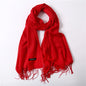 Écharpe tendance pour femme, couleur unie, hijab d'hiver, pompons, long châle, style cachemire, pashmina, bandana