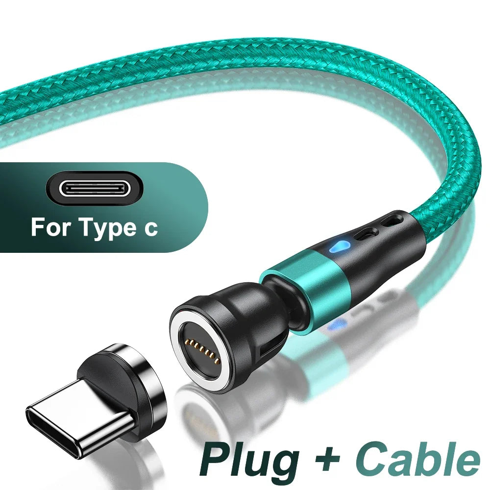 AUFU 5A Magnetic Cable 540 Rotate Fast Charging Magnetic USB Type C Cable For iPhone 14 Samsung Xiaomi Realme Mobile Phone Cable