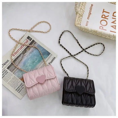 Fashion Heart Baby Girls Small Shoulder Bags Kids Coin Purse Accessories Handbags Lovely Children's Mini Square Messenger Bag