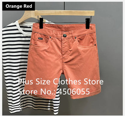 Cotton Shorts Men Summer Plus Size 46 44 42 40 Loose Thin Stretched Black Beige Students Blue Casual Half Trousers Streetwear