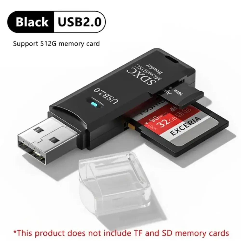 Lecteur de cartes multifonction 2 en 1 USB 3.0/2.0 haute vitesse, compatible avec cartes TF et SD, pour ordinateur, tablette, appareil photo, ordinateur portable, voiture
