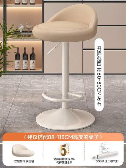 Minimalist Modern Home Elevated Foot Stool Adjustable Backrest Seat Creamy Milk Tea Shop Dining Stool Kitchen Island Seat