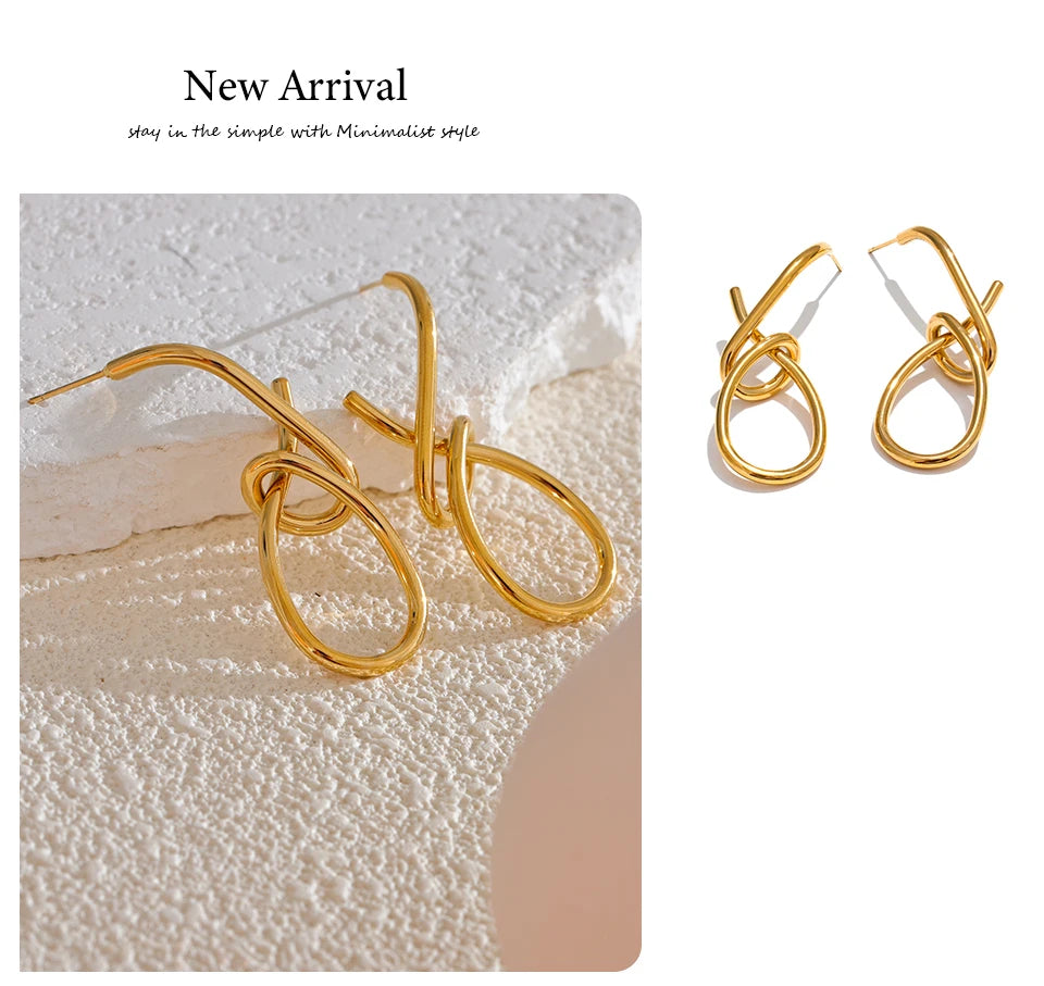 Yhpup Personalized Stainless Steel Geometric Big Drop Unusual Earrings for Women Rust Proof Texture Statement Party Jewelry