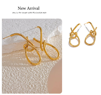 Yhpup Personalized Stainless Steel Geometric Big Drop Unusual Earrings for Women Rust Proof Texture Statement Party Jewelry