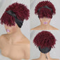 200% Density 1BT30 Afro Kinky Curly Scarf Wig with Bangs Machine Made Wig Curly 100% Human Hair Wig Preplucked for Black Women
