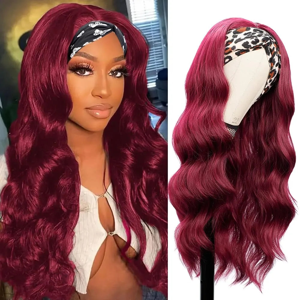99J Burgundy Headband Wigs Human Hair Body Wave 99J Burgundy Red Wig Glueless Full Machine Made Human Hair Wigs For Women