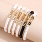 Fashion Rainbow Stackable Bracelets Set For Women Heart Charm Soft Clay Pottery Layering Beads Chain Bangle Female Boho Jewelry
