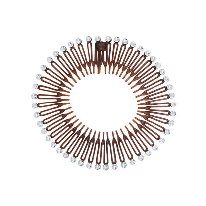 2pcs Rhinestone Plastic Full Circle Stretch Diamond Flexible Comb Teeth Headband Hair Band Clip Face Wash Fixed Hair Accessories