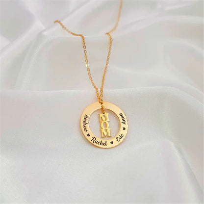 Custom Family Names Necklace Stainless Steel Personalized Name Pendant Tree Of Life 1-5 Names Birthstone For Women Birthday Gift