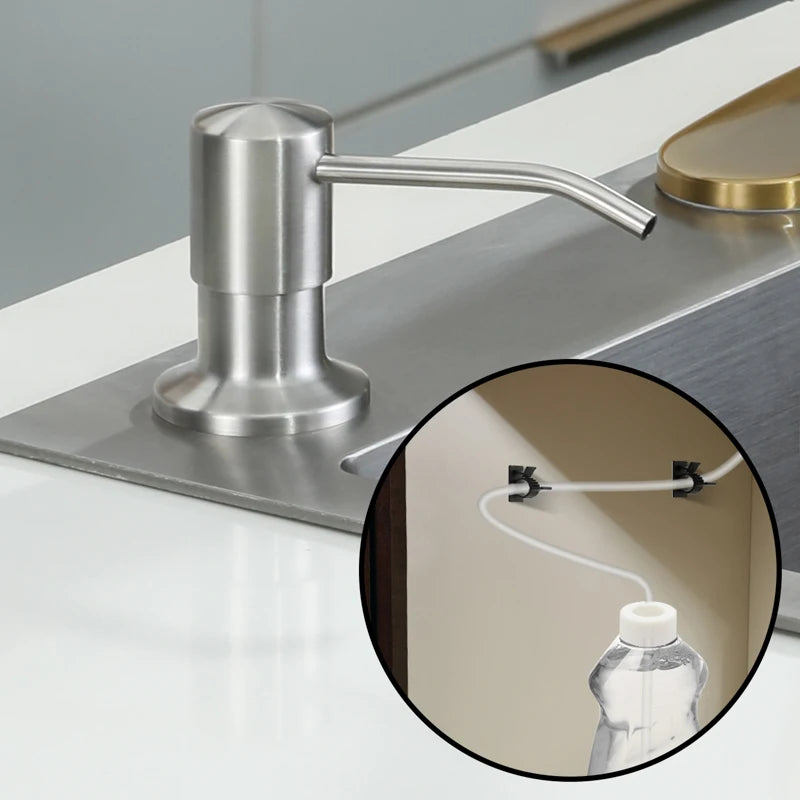 Stainless Steel Soap Dispenser Extension Tube Kit Kitchen Sink Liquid Soap Dispenser Bathroom Lotion Detergent Hand Press Pumps