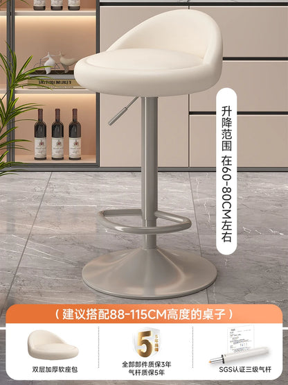 Minimalist Modern Home Elevated Foot Stool Adjustable Backrest Seat Creamy Milk Tea Shop Dining Stool Kitchen Island Seat