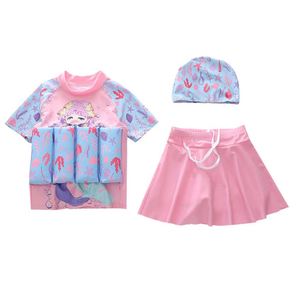 Ircomll New Kids Floatation Swimsuits Toddler Girl's 3 Piece Swimsuits Children Princess Buoyancy Swimwear Kids Beach Swimsuit