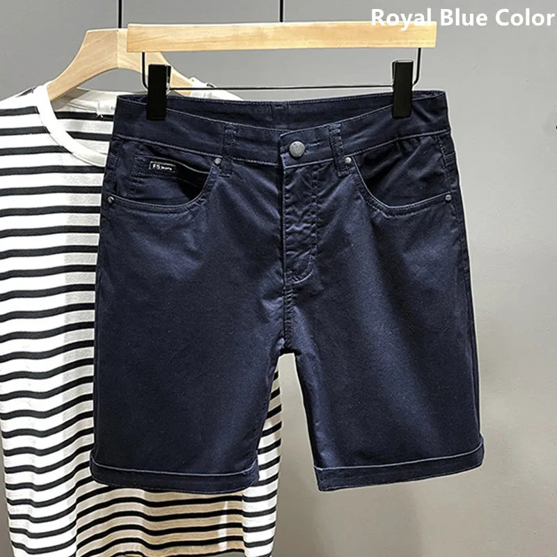 Cotton Shorts Men Summer Plus Size 46 44 42 40 Loose Thin Stretched Black Beige Students Blue Casual Half Trousers Streetwear
