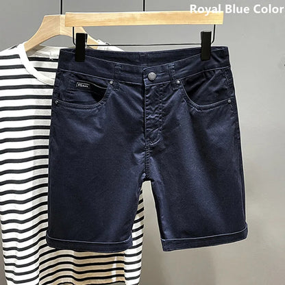 Cotton Shorts Men Summer Plus Size 46 44 42 40 Loose Thin Stretched Black Beige Students Blue Casual Half Trousers Streetwear