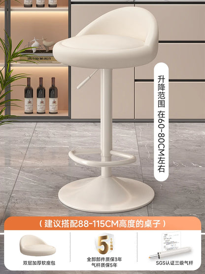 Minimalist Modern Home Elevated Foot Stool Adjustable Backrest Seat Creamy Milk Tea Shop Dining Stool Kitchen Island Seat