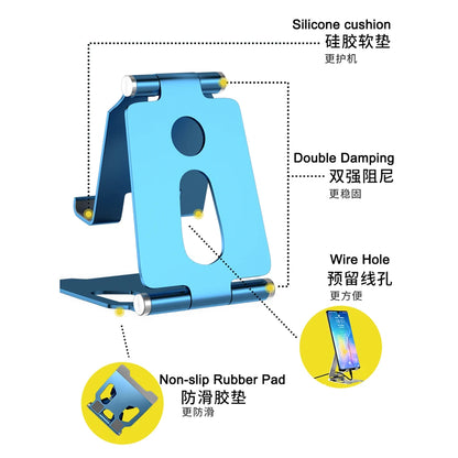 Metal Aluminum Alloy Mobile Phone Desktop Holder Stand for iPhone 13 14 Pro Stand Lazy Live Portable Folding Mobile Phone Stand