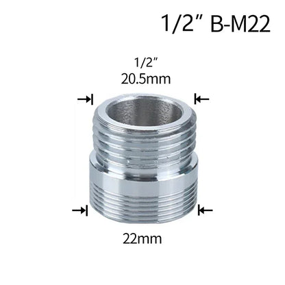 Water Faucet Coupler 1/2 To M16 M18 M20 M22 M24 M28 M32 Thread Connector Conversion Tap Adapter Fitting Bubbler Kitchen Bathroom