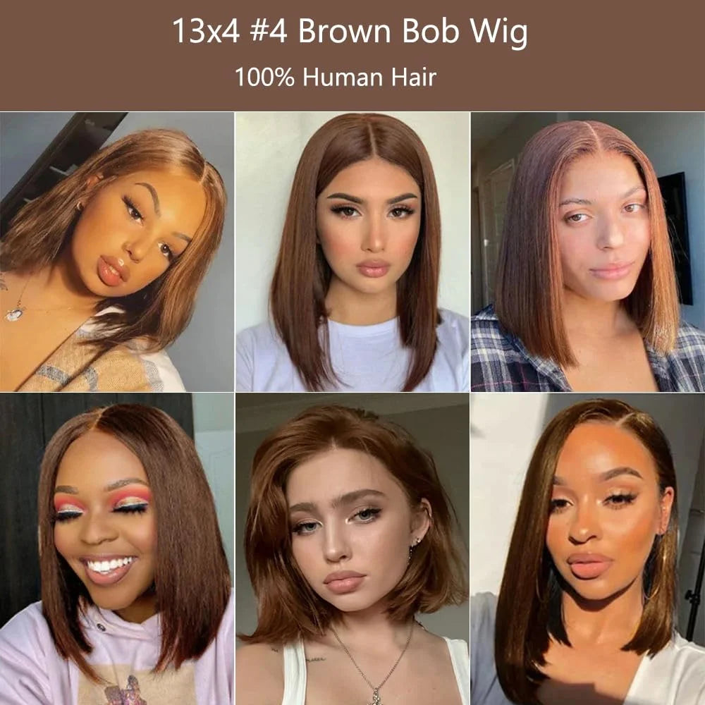 200% BSGN Chocolate Bob Wigs 13X4 HD Transparent Lace Frontal Wigs Human Hair 100% Human Hair For Woman Pre Plucked Glueless Wig
