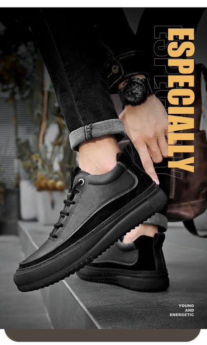 New Men's Casual Shoes Fashion Comfort Sneakers Outdoor Men Sneakers Lace up Genuine Leather Designer Shoes Sport Masculina 2024