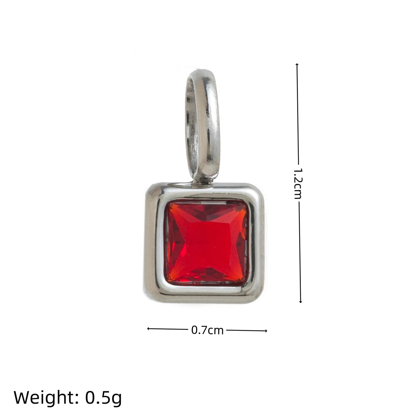Nouveautés en acier inoxydable, breloques avec 12 pierres de naissance pour femmes et filles, pendentifs carrés colorés à la mode, accessoires de bijoux DIY