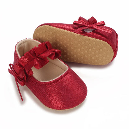 Baby Shoes Cute Baby Sweet Princess Style 0-1 Year Old Non slip Fabric Sole Newborn Red Holiday Walking Shoes 2023 New Ins Super