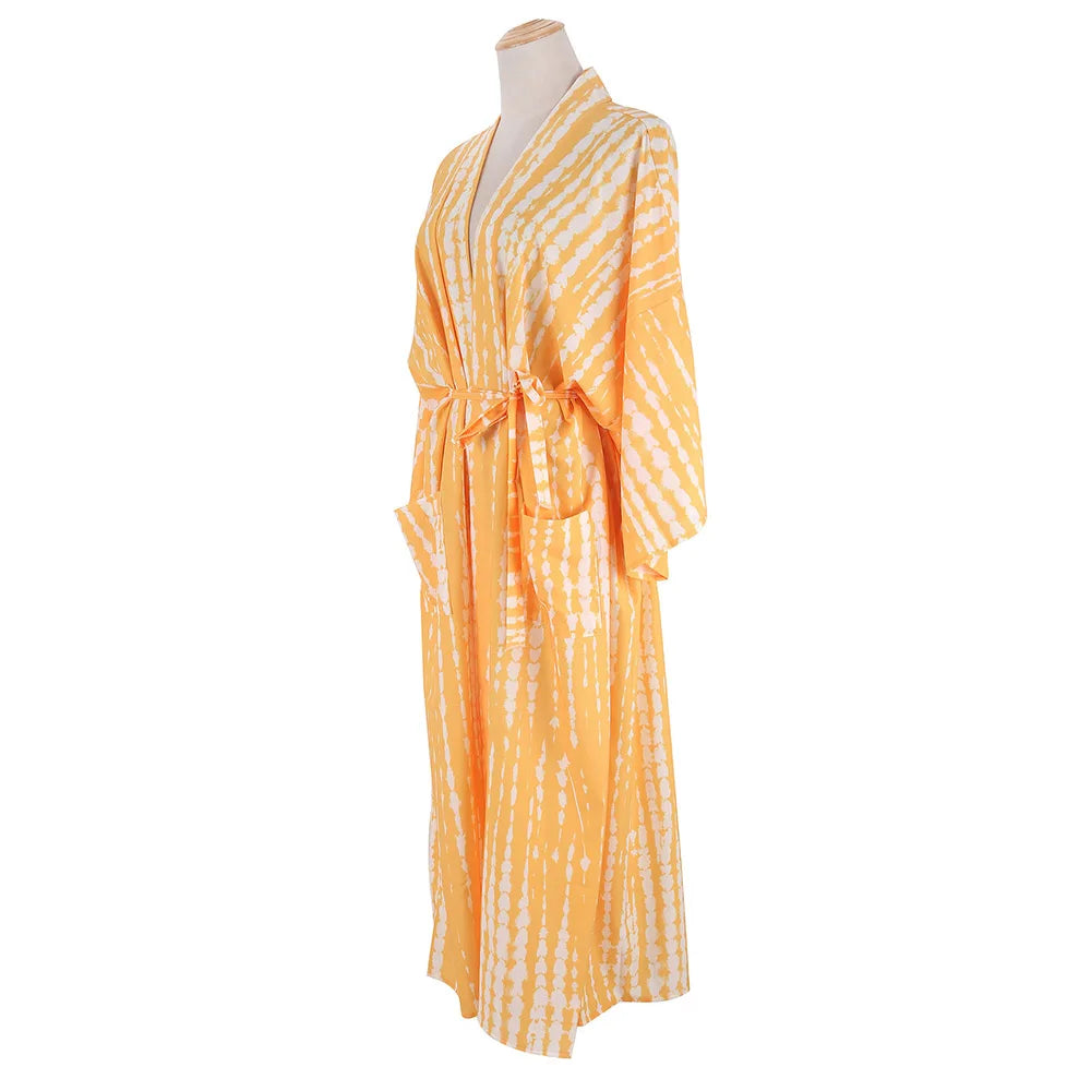 2023 Women Swimsuit Pareo Beachwear Boho Striped Print with Belt Short Sleeve Tunic Cardigan Summer Sexy Kimono Bikini Cover Up