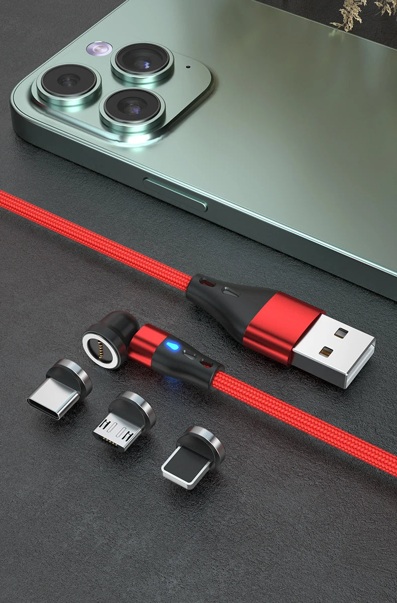 AUFU 5A Magnetic Cable 540 Rotate Fast Charging Magnetic USB Type C Cable For iPhone 14 Samsung Xiaomi Realme Mobile Phone Cable