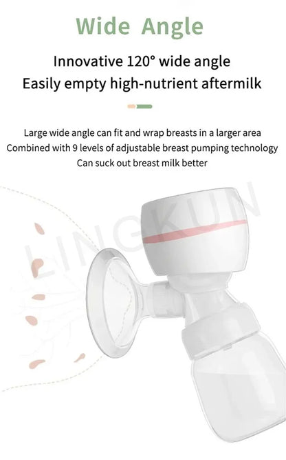 Rechargable Breast Pump Low Noise Electric Milk Puller Automatic Milker Comfort Breastfeeding Postpartum Care 180ML Milk Bottle