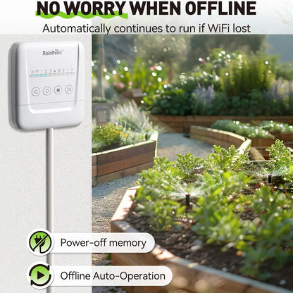 RAINPOINT 8 Zone WIFI Connect Minuterie d'arrosage Contrôleur d'irrigation de jardin Vanne d'eau Minuterie d'irrigation Système d'arrosage intelligent