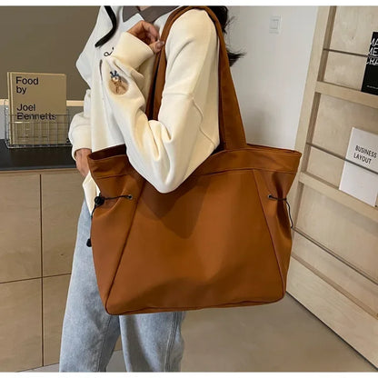Sac fourre-tout décontracté de grande capacité, sac de voyage simple pour femme, grand sac à bandoulière, sacs à main esthétiques, sac fourre-tout à cordon