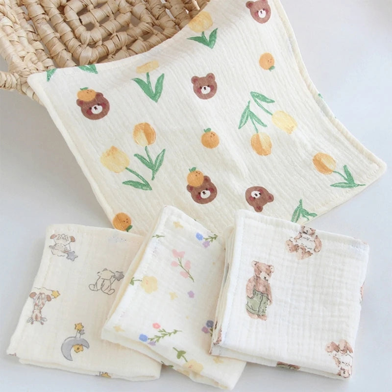 Cotton Towel Newborn Baby Items 4 Layer Muslin Baby Bibs Handkerchief Soft Saliva Towel Feeding Burp Cloths