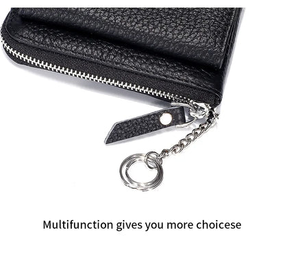 2023 New Genuine Leather Women Mini Wallet Ladies Short Wallets and Purses Zipper Leather Coin Purse Keychain Coins Pocket Bag