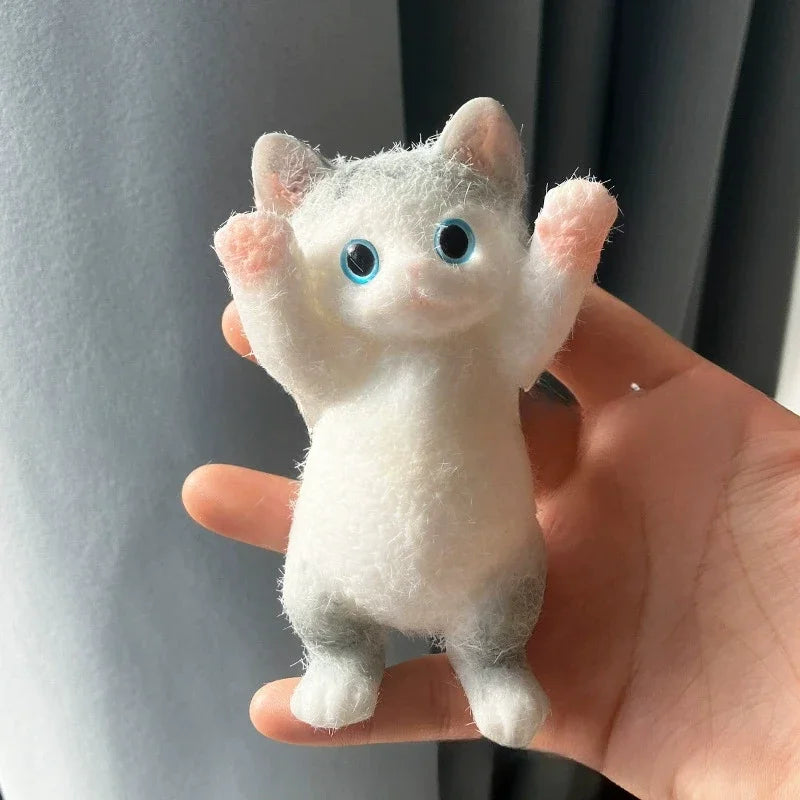 Squishy Cat Stress Relief Decor Taba Shocked Kitten Fidget Doll Soft Squeeze Plush for Pet Lovers, Home Office Decor Relax Gift