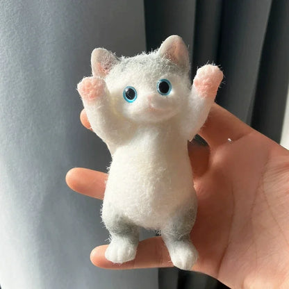 Squishy Cat Stress Relief Decor Taba Shocked Kitten Fidget Doll Soft Squeeze Plush for Pet Lovers, Home Office Decor Relax Gift