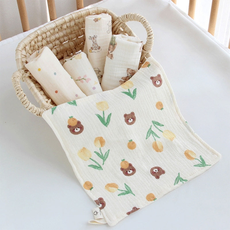 Cotton Towel Newborn Baby Items 4 Layer Muslin Baby Bibs Handkerchief Soft Saliva Towel Feeding Burp Cloths