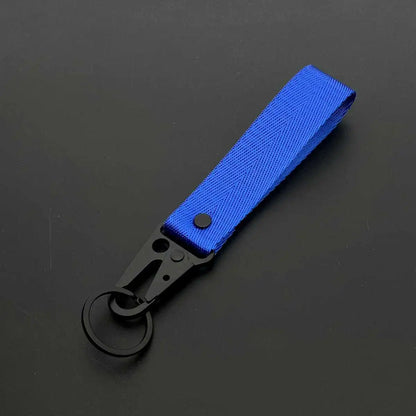 Custom Logo Ribbon Keychain Men Women Motorcycle Car Keychain Ring Pendant Personalize Outdoor Eagle Beak Webbing Nylon Keyring