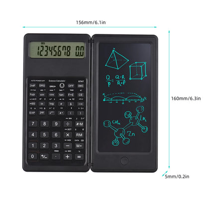 Tablette d'écriture LCD 6 pouces, bloc-notes numérique, calculatrice pliable, écran 10 chiffres, stylet, bouton d'effacement, fonction de verrouillage