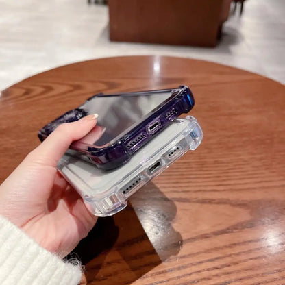 Luxury Clear Shockproof Phone Case For iPhone 15 14 13 12 11 Pro Max X XR XS Max 7 8 15 Plus Transparent Bumper Soft Cases Cover