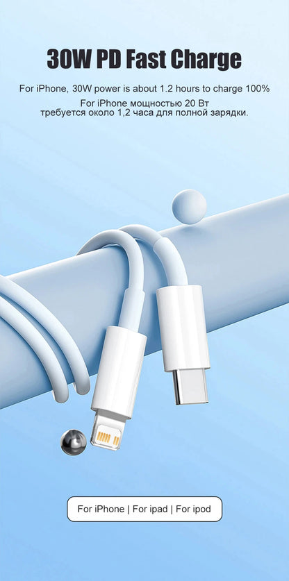 PD 30W Fast Charging Type C Cable For Apple iPhone 13 12 11 14 15 16 Pro Max Plus USB C Cable Quick Charge Data Line Accessories