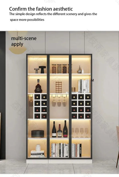 Glass Cellar Wine Cabinets Rack Showcase Storage Wall Wine Cabinet Living Room Fridge Vitrinas De Vidrio Indoor Bar Furniture