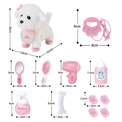 Jouet interactif électronique en peluche pour enfant, qui secoue la queue, fait semblant de s'habiller, chien en peluche qui aboie et marche avec laisse