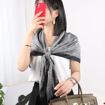 ELAIFRUIHAO Foulard en soie florale pour femme, hijab, bandana imprimé, grand format, carré, 110 cm, en satin