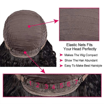 Perruques ondulées en cheveux humains avec frange pour femmes, entièrement fabriquées à la machine, 45 à 81 cm, perruque bouclée profonde, cheveux Remy, couleur naturelle