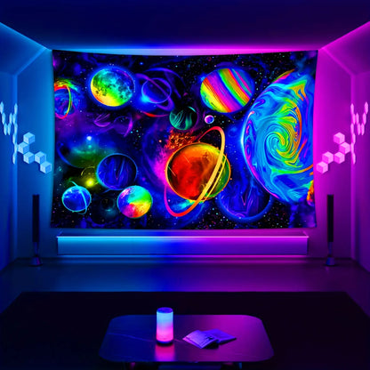 Tapisserie fluorescente Astral Body : apportez les étoiles à l'intérieur ! Tapisserie UV murale suspendue pour chambre à coucher, décoration de fête à domicile
